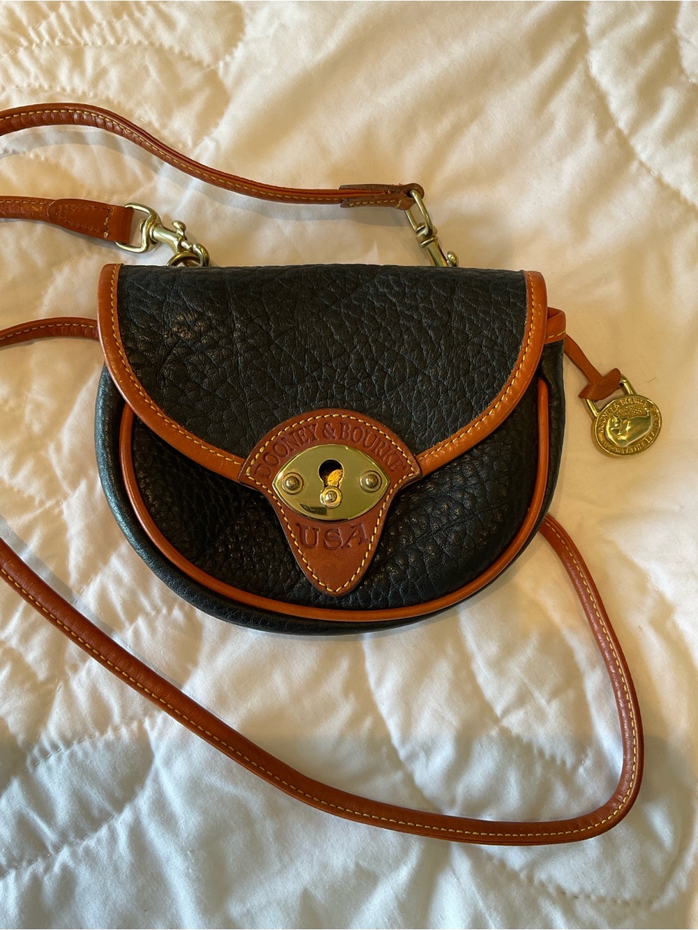 Rare Vintage Dooney & Bourke All Weather Leather Mini Crossbody Bag
